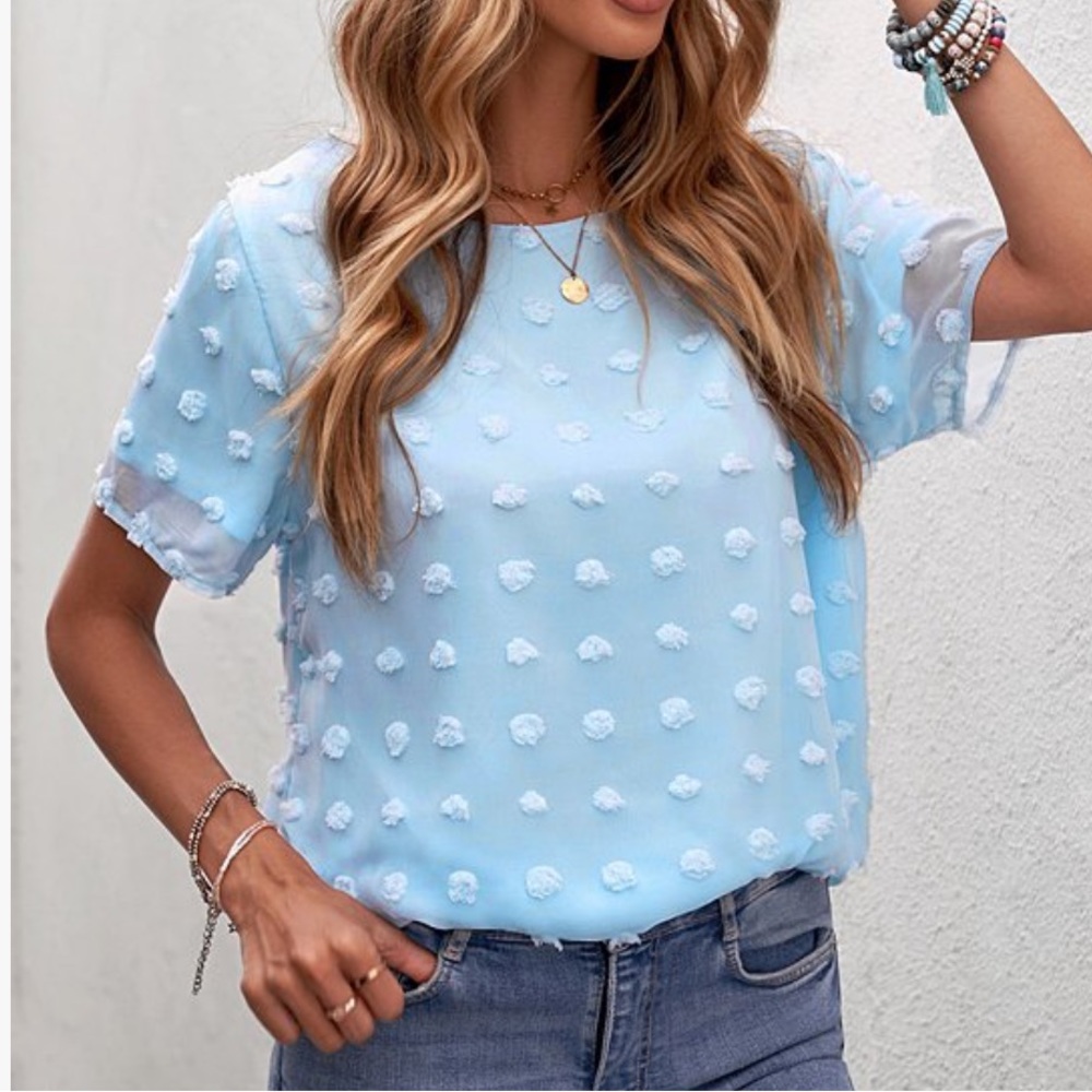 Gorgeous baby blue top.  So cute, perfect for casual or the office. - Picture 3 of 6